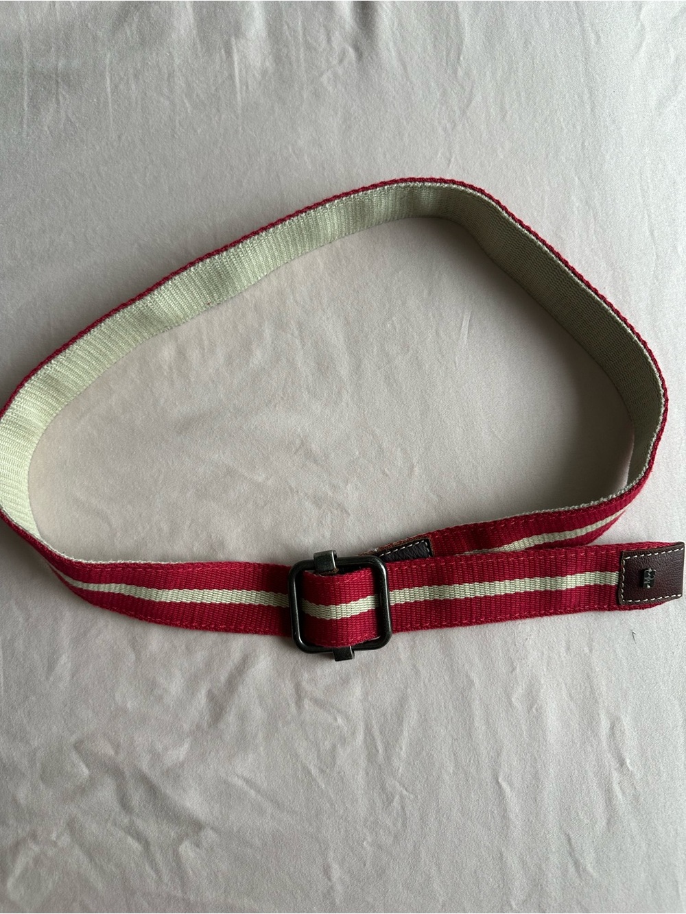 Massimo Castello Striped Red and Cream Fabric Belt